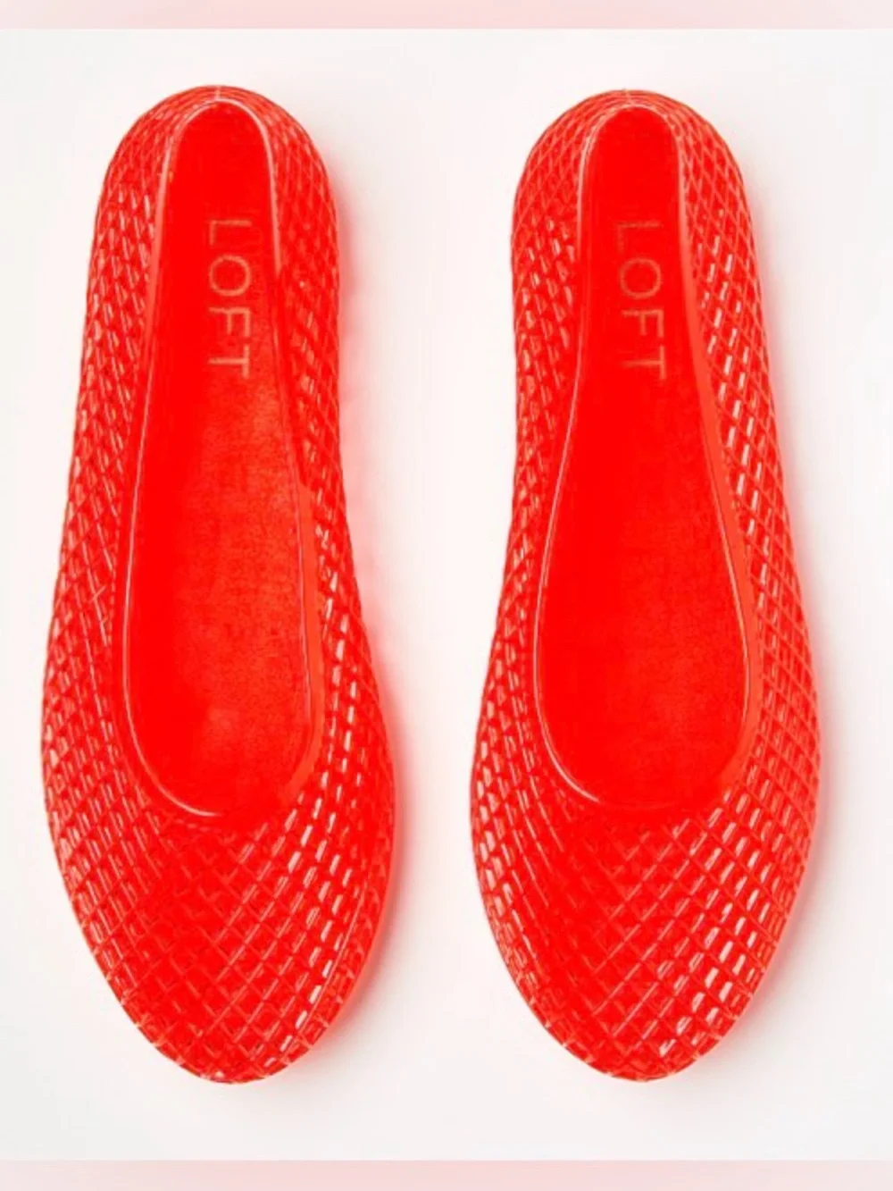 Loft Bright Blood Orange Jelly Ballet Flats - Size 7